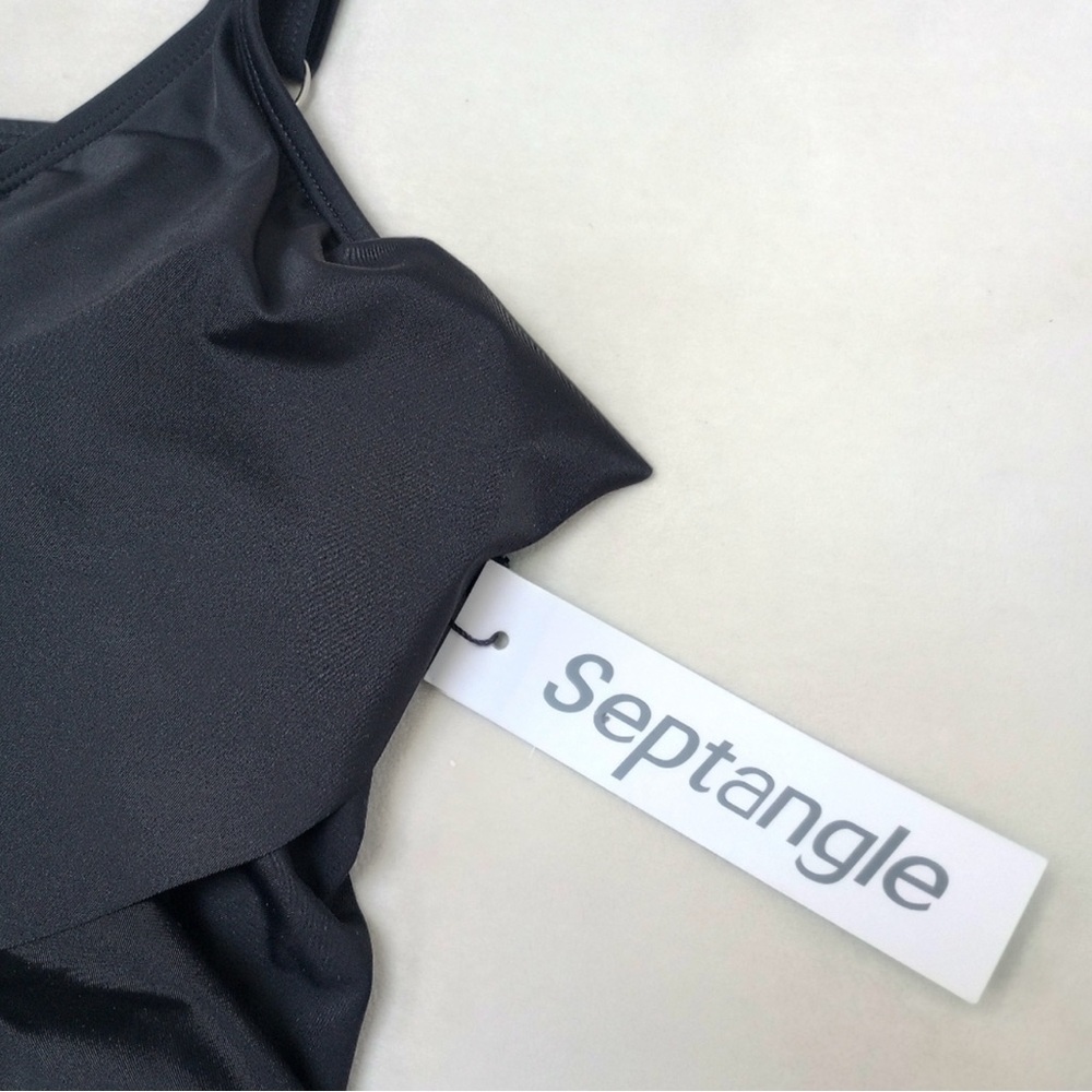 NWT Septangle Black Tiered Tankini Top, size 14 - Picture 12 of 12